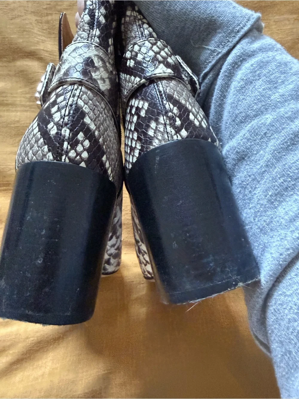 Tory Birch - Women’s Snake-Print Ankle Boots - Brown and Cream